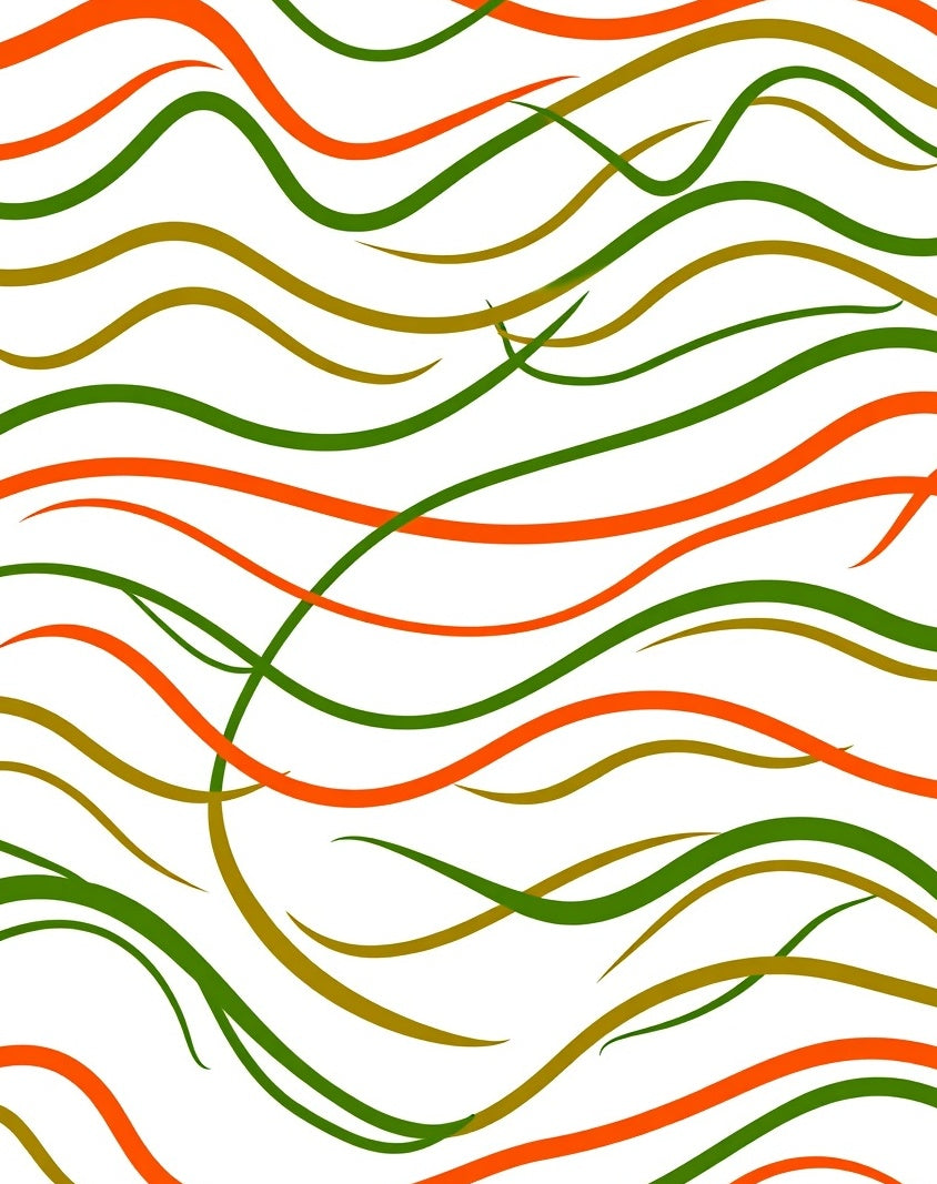 Curved Lines Orange Green Ochre Flow Rug