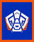 Bold Blue Orange Geometric Emblem Rug