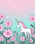 Magical Unicorn Pink Floral Garden Rug