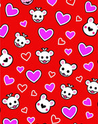 Cute Red Hearts And Bears Rug