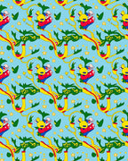 Whimsical Yellow Tree Bears Blue Sky Rug