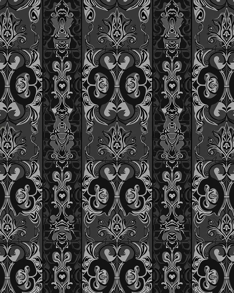 Monochromatic Abstract Swirl Vertical Panel Rug