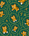 Cute Orange Tiger Leafy Swirls Rug