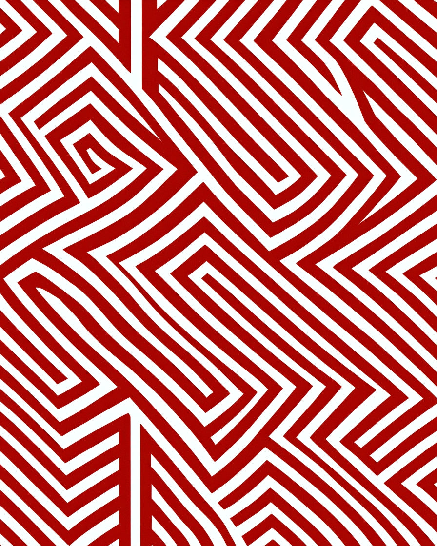 Striking Red Labyrinth Lines Rug