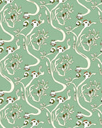 Whimsical Green Bird Tree Branch Rug