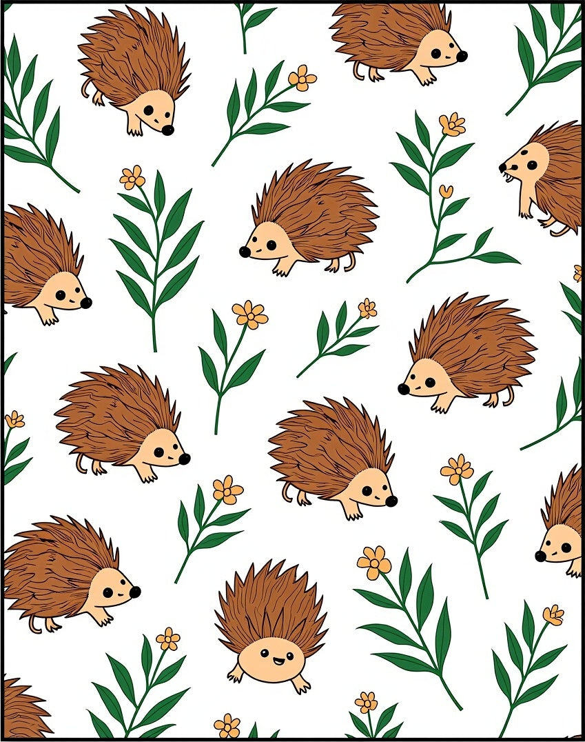 Whimsical Brown Hedgehog Garden Floral Rug