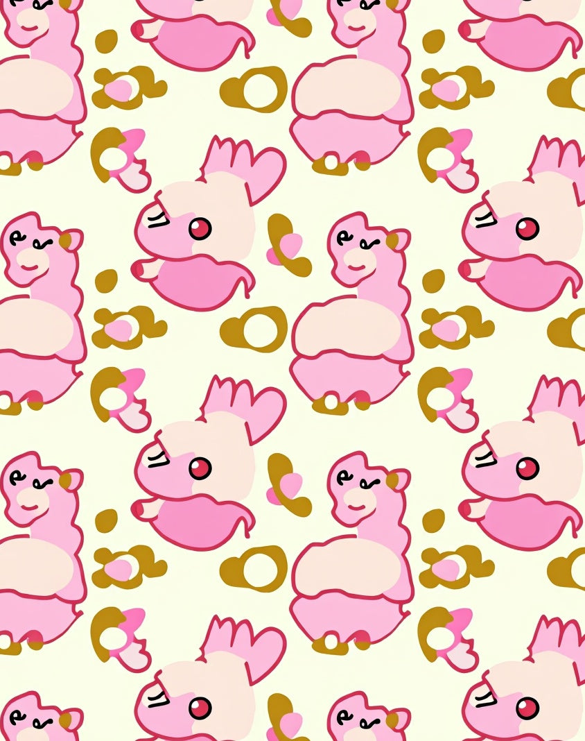 Pink Llama And Flower Companions Rug