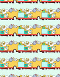 Whimsical Yellow Train Cartoon Crew Rug