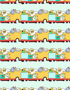 Whimsical Yellow Train Cartoon Crew Rug