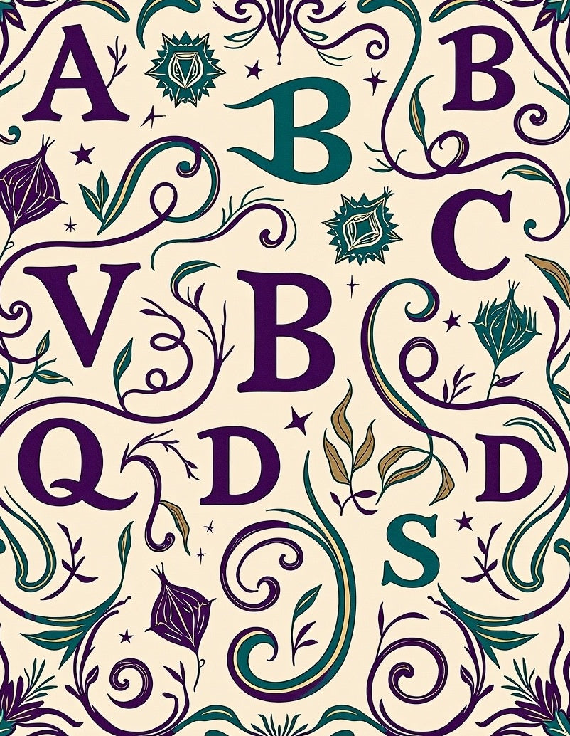Vintage Botanical Monogram Letters Rug