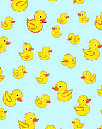 Yellow Rubber Ducklings Scattered Pastel Background Rug