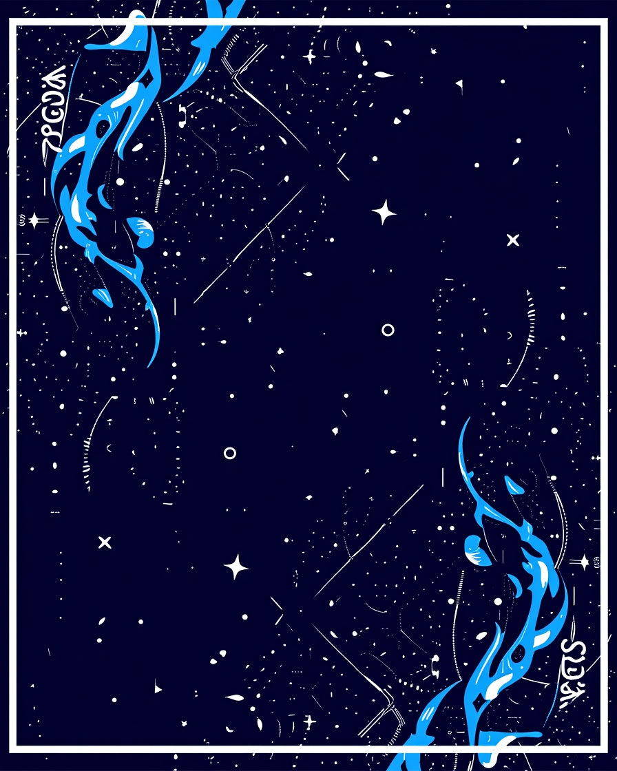Deep Blue Cosmic Swirl Celestial Rug