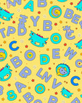 Cute Turquoise Dinosaurs Learning Letters Rug