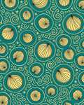 Teal Yellow Fan Medallion Swirl Rug