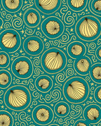 Teal Yellow Fan Medallion Swirl Rug