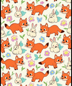 Whimsical Fox and Bunny Garden Scene Rug