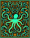 Teal Octopus Aquatic Swirls Rug