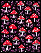 Red White Spotted Mushroom Foliage Rug