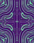 Purple Teal Abstract Interconnected Lines Rug