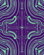 Purple Teal Abstract Interconnected Lines Rug