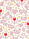 Whimsical Red Cat And Star Collage Rug