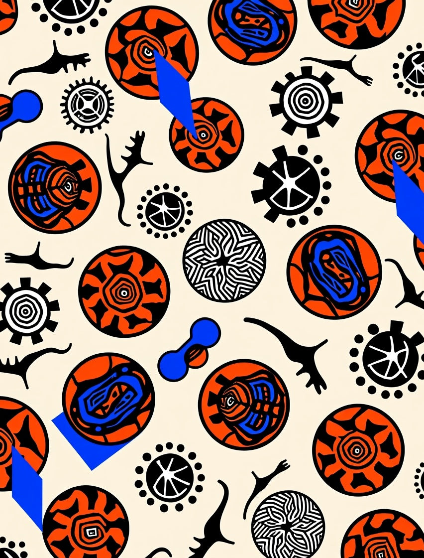 Bold Tribal Abstract Circles Rug
