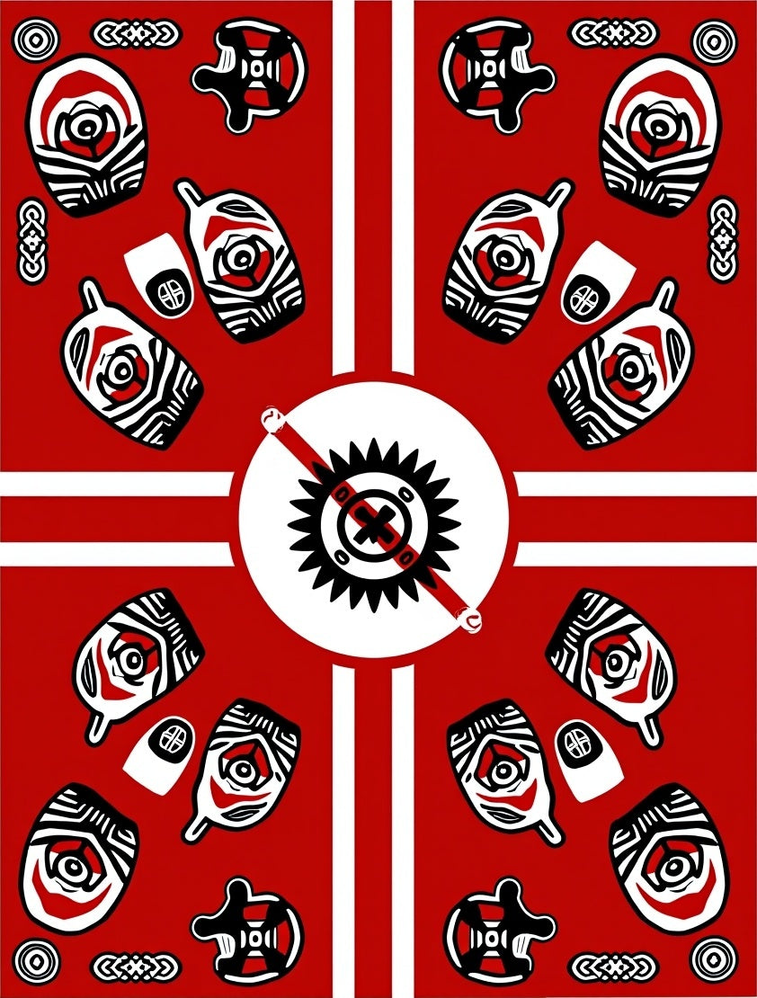 Abstract Red Tribal Totem Rug