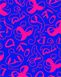 Vibrant Pink Figurine Abstract Blue Rug