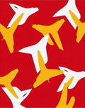 Bold Flying Birds Red White Yellow Rug