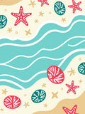 Red White Blue Starfish Sea Shells Rug