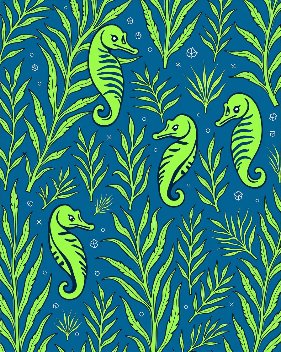Neon Seahorse Kelp Forest Rug