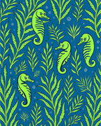 Neon Seahorse Kelp Forest Rug