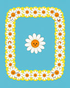 Happy Daisy Border Blue Rug
