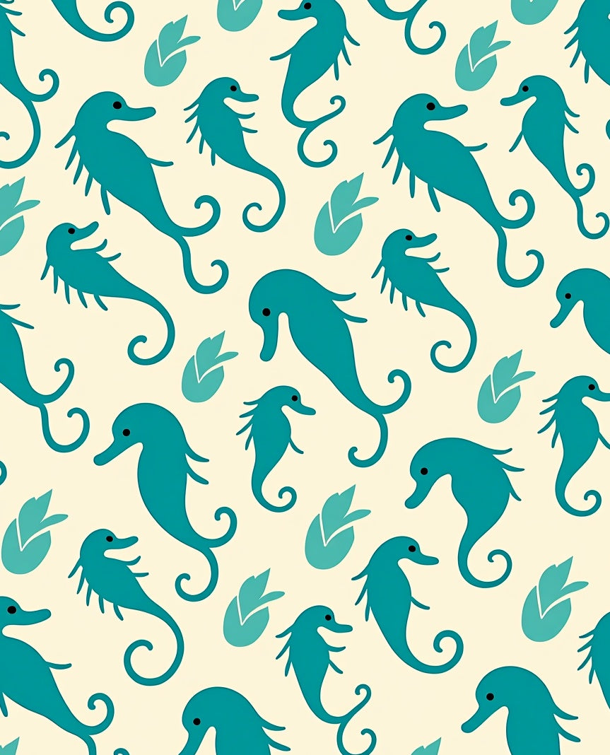 Teal Seahorse Marine Theme Rug