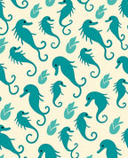 Teal Seahorse Marine Theme Rug