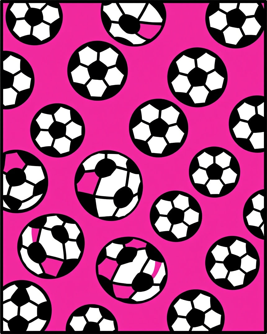 Pink Soccer Ball Scatter Rug