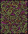 Bright Neon Swirls and Stars Rug