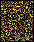 Bright Neon Swirls and Stars Rug