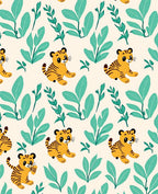 Cute Tiger Leafy Jungle Adventure Rug