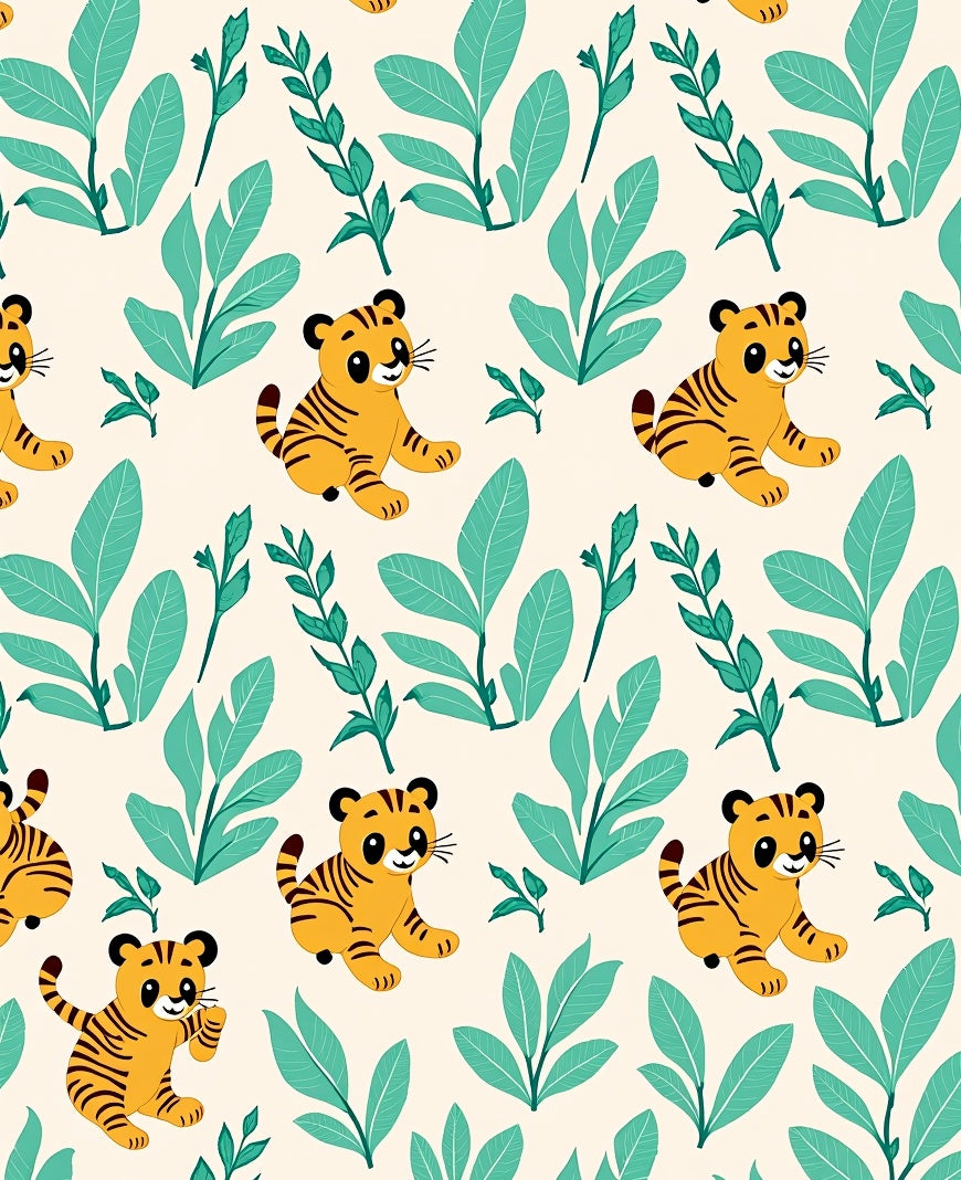 Cute Tiger Leafy Jungle Adventure Rug