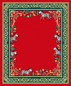Red Zebra Floral Garden Border Rug