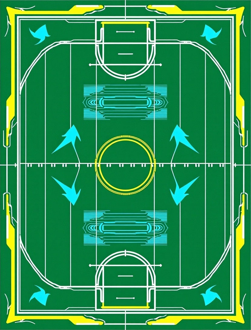 Green Turquoise Yellow Geometric Field Rug