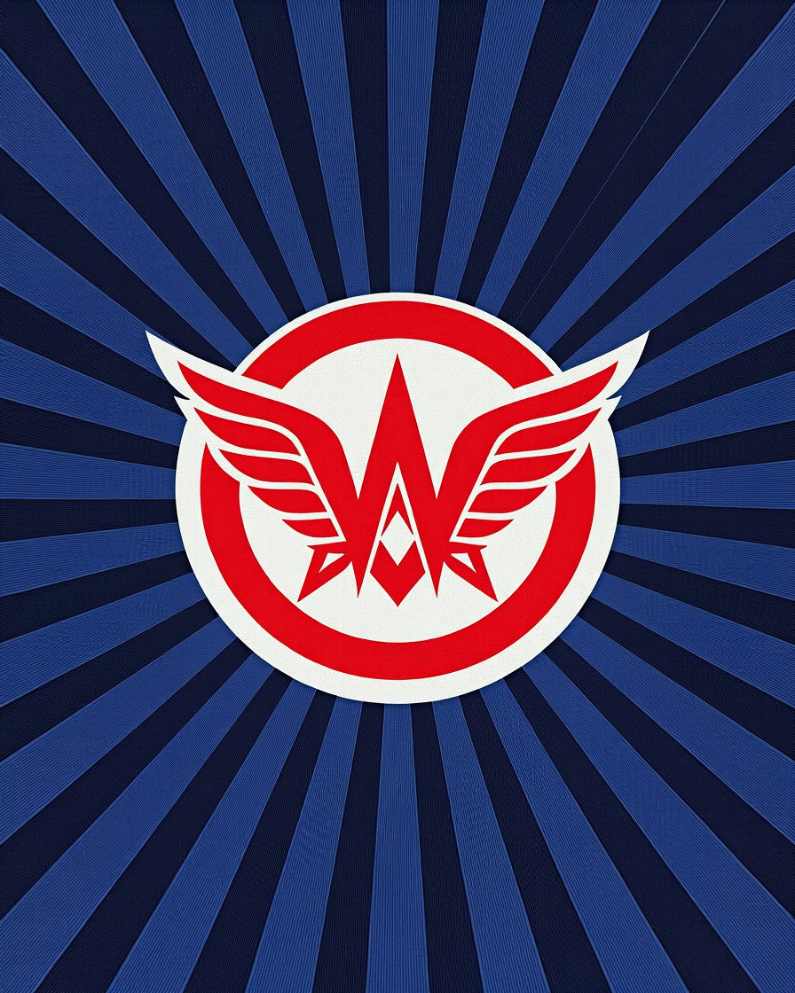 Red Winged W Emblem Starburst Rug