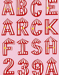 Circus Tent Red White Alphabet Rug