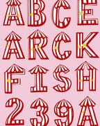 Circus Tent Red White Alphabet Rug