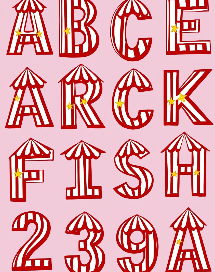 Circus Tent Red White Alphabet Rug
