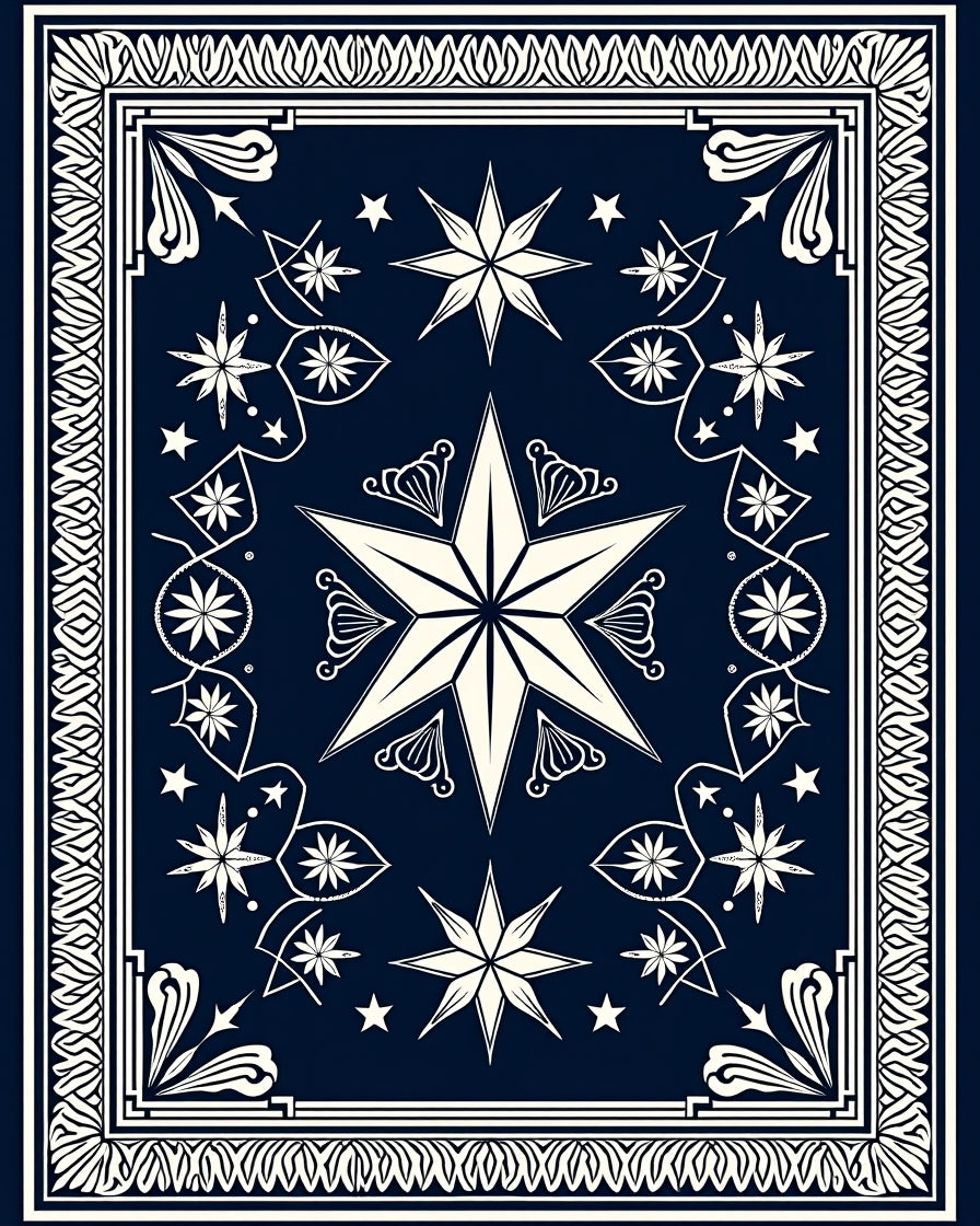 Deep Blue Celestial Starburst Rug