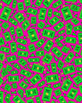 Vibrant Green Money Bills Fuchsia Field Rug