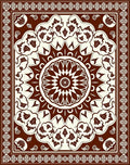 Rich Brown Floral Medallion Mandala Rug