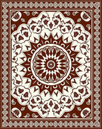 Rich Brown Floral Medallion Mandala Rug